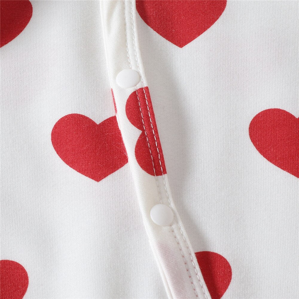 Adorable Heart Print Baby Rompers for Valentine's Day