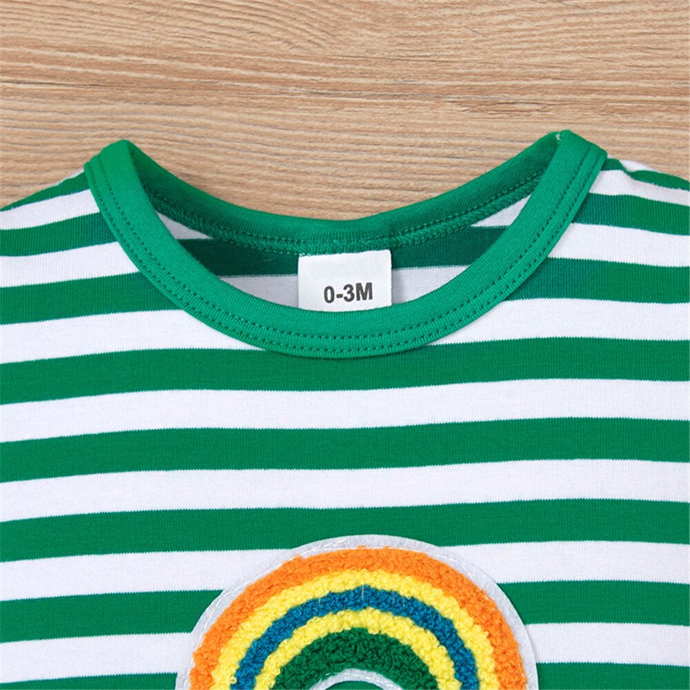 Rainbow Striped Baby Boys Summer Rompers with Pockets