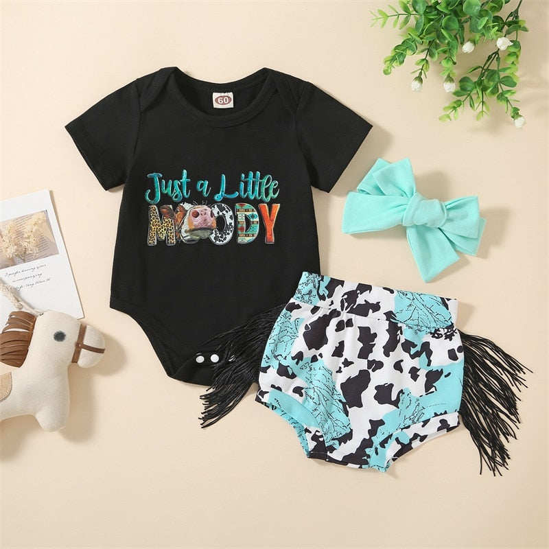 Cute Black and White Summer Outfit for Baby Girls