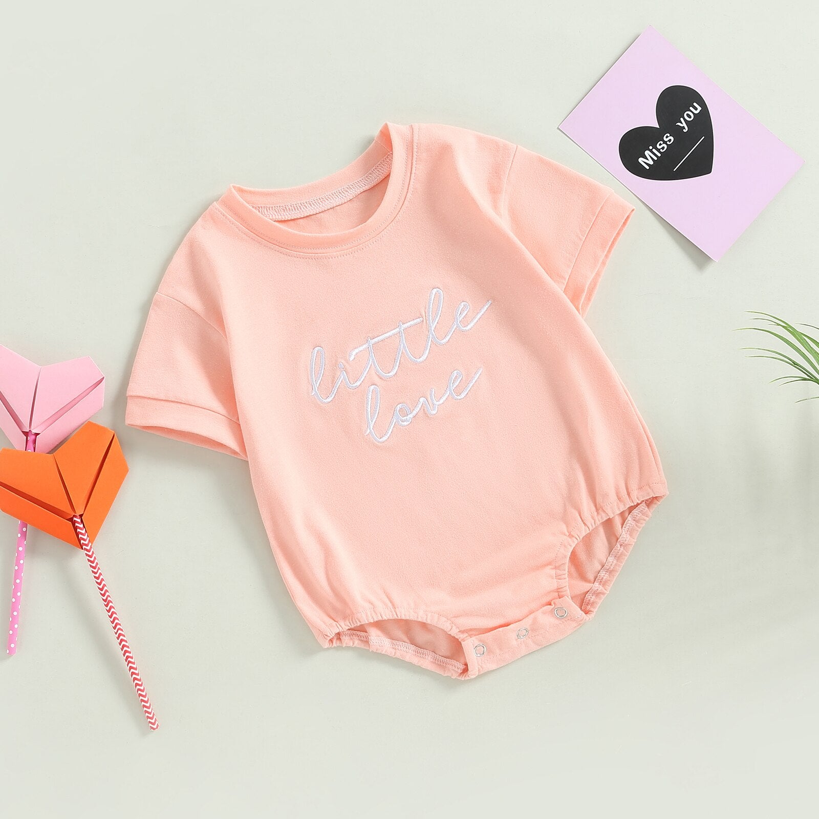 Baby Romper with Embroidered Letters - Babbez