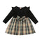 Baby Girl Plaid Dress with Ruffles and Long Sleeves - Babbez