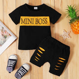 Fashion Summer Baby Boy Clothes Set with Letter Print T-shirt and Shorts