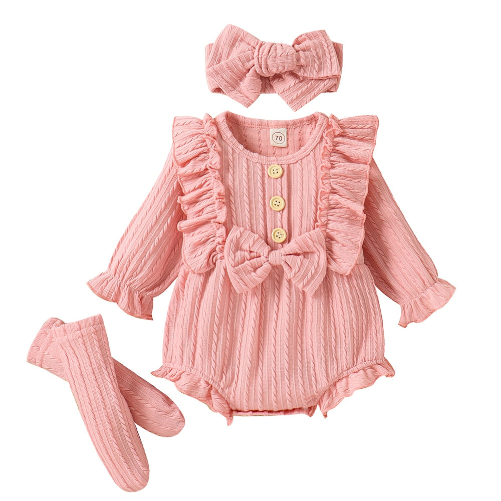 Cute and Comfortable 3-Piece Newborn Baby Girls Outfit