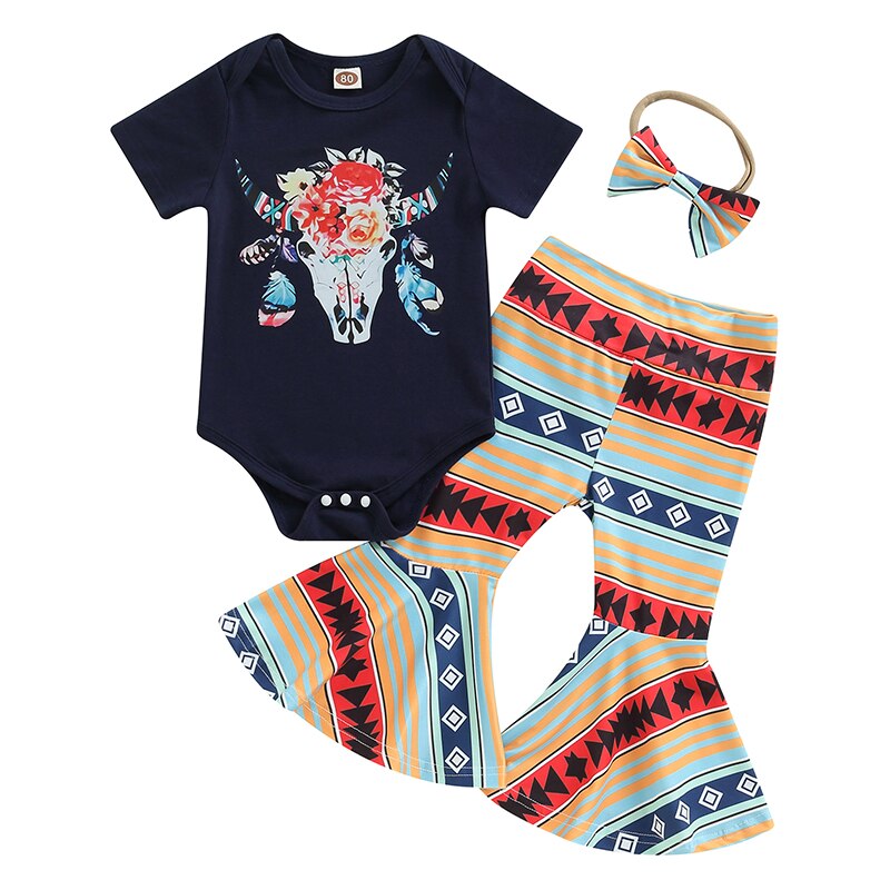 Newborn Baby Girl Clothes Short Sleeve Letter T-shirt Pants Headband Outfit Set