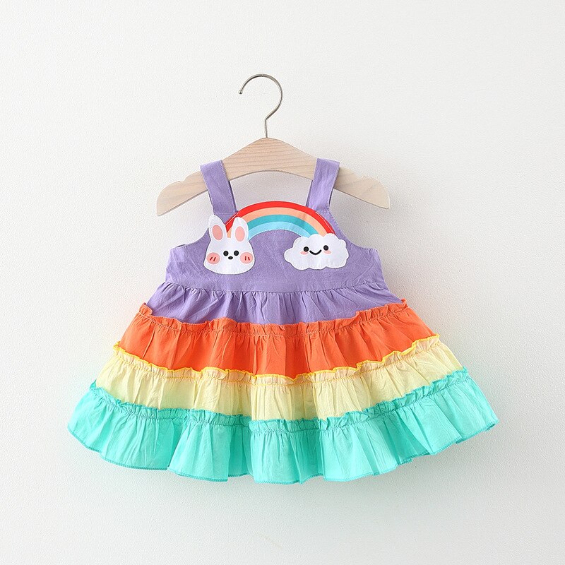 Colorful Rainbow Princess Dress for Baby Girls