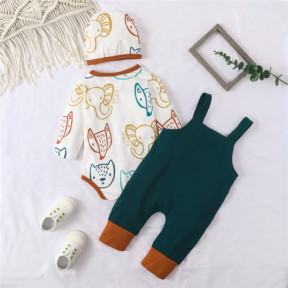 Adorable Newborn Baby Boy Clothes Set with Cartoon Bear Print