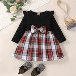 Baby Girl Plaid Dress with Ruffles and Long Sleeves - Babbez