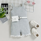 Fashionable Infant Baby Girls' Jumpsuits with Waist Bag and Tassels