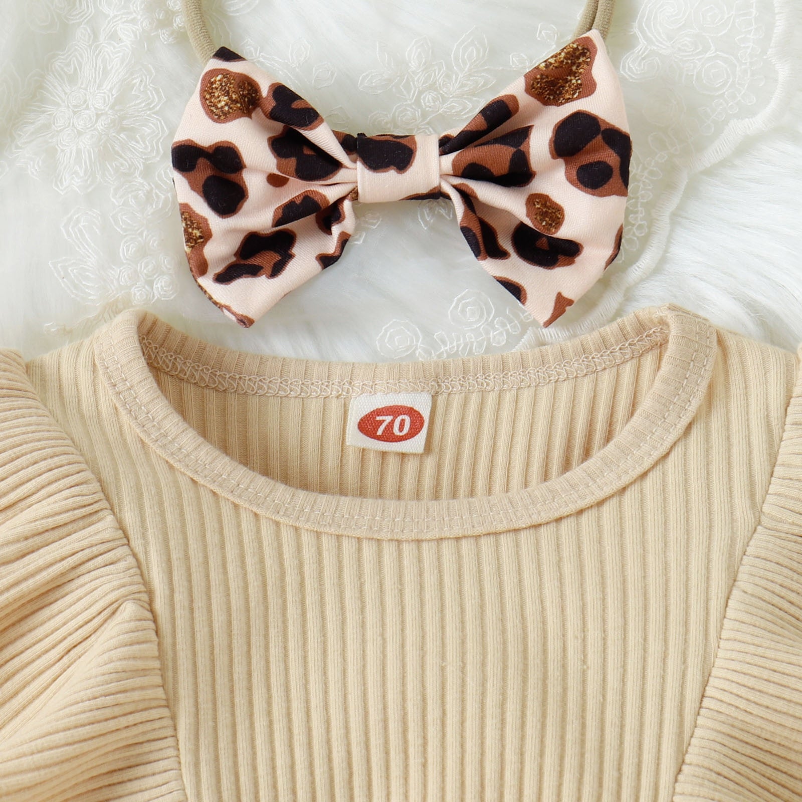 Stylish Infant Girls Long Sleeve Bodysuits with Leopard Prints and Ruffles