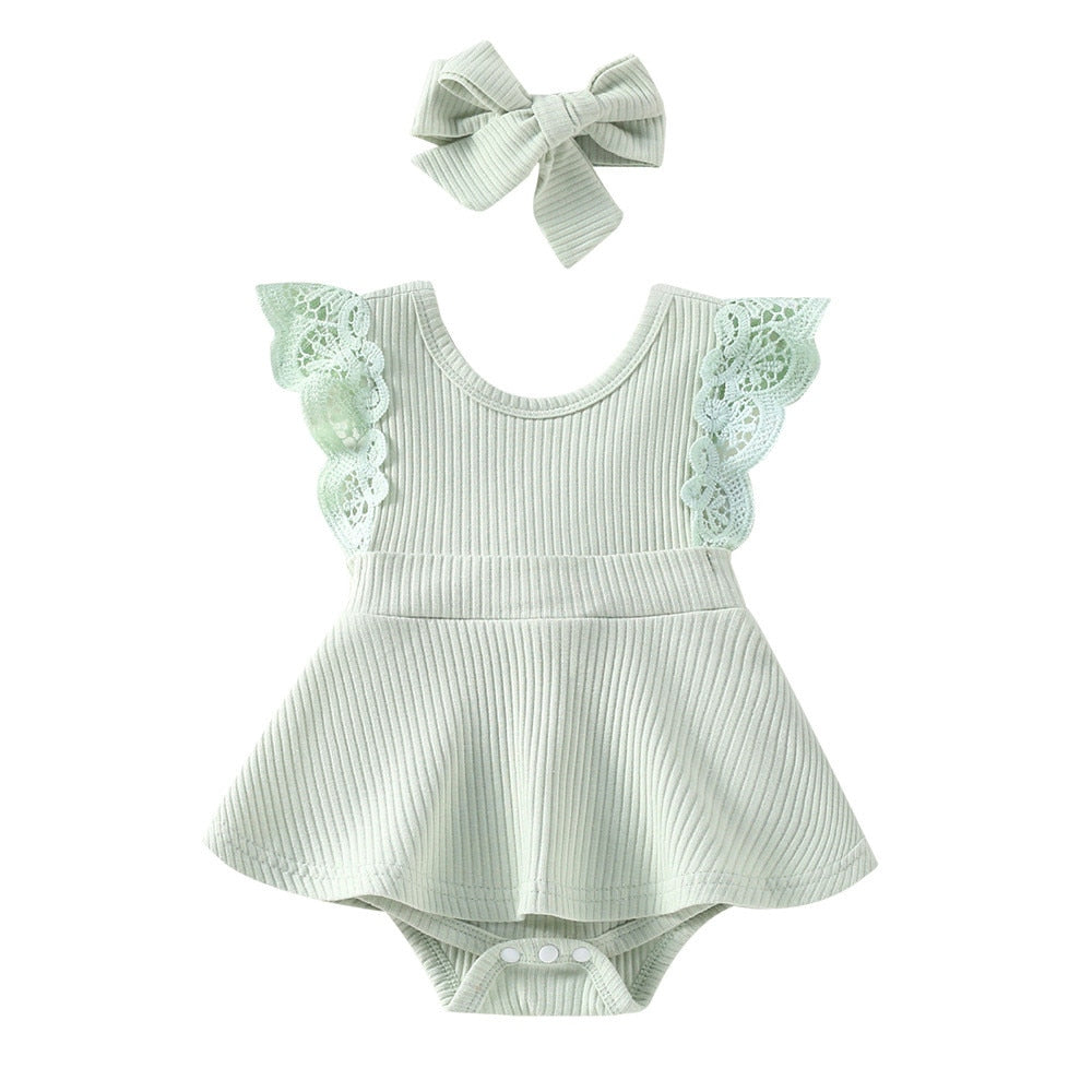 Adorable Lace Flying Sleeve Newborn Bodysuits Skirts - Perfect Summer Outfits for your Little One!