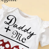 Sweet Baby Clothes Set for Summer : Letter Printed Bodysuit + Heart Printed Shorts