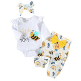 Adorable Insect Print Baby Girl Clothing Set with Ruffles and Bow