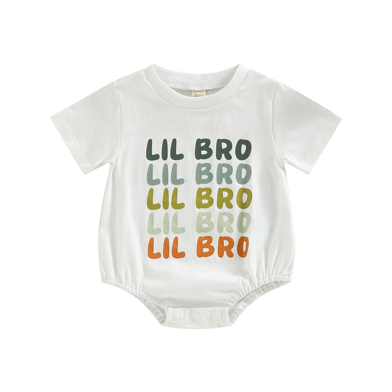 Cute Baby Boy Romper with Short Sleeve Round Neck and Letters Print