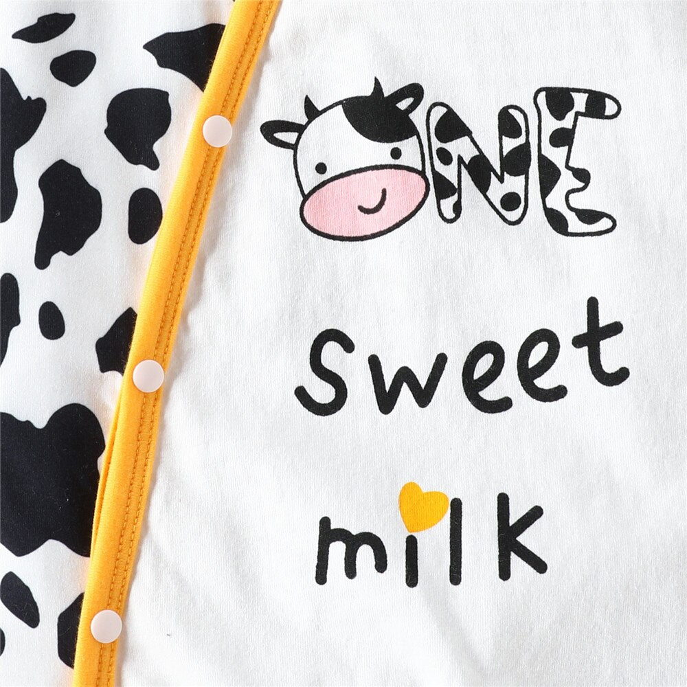 Adorable Cartoon Cow Rompers for Baby Girls