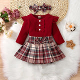 Preppy Style Baby Girl Dress Sets - Cute Skirt and Bodysuit for Spring and Autumn