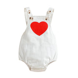 Heart Print Backless Baby Girl Romper - Princess Bodysuit for Infants, 0-12 Months