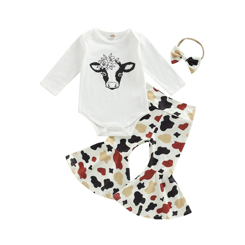 Cute Cow Print Baby Girl Clothing Set