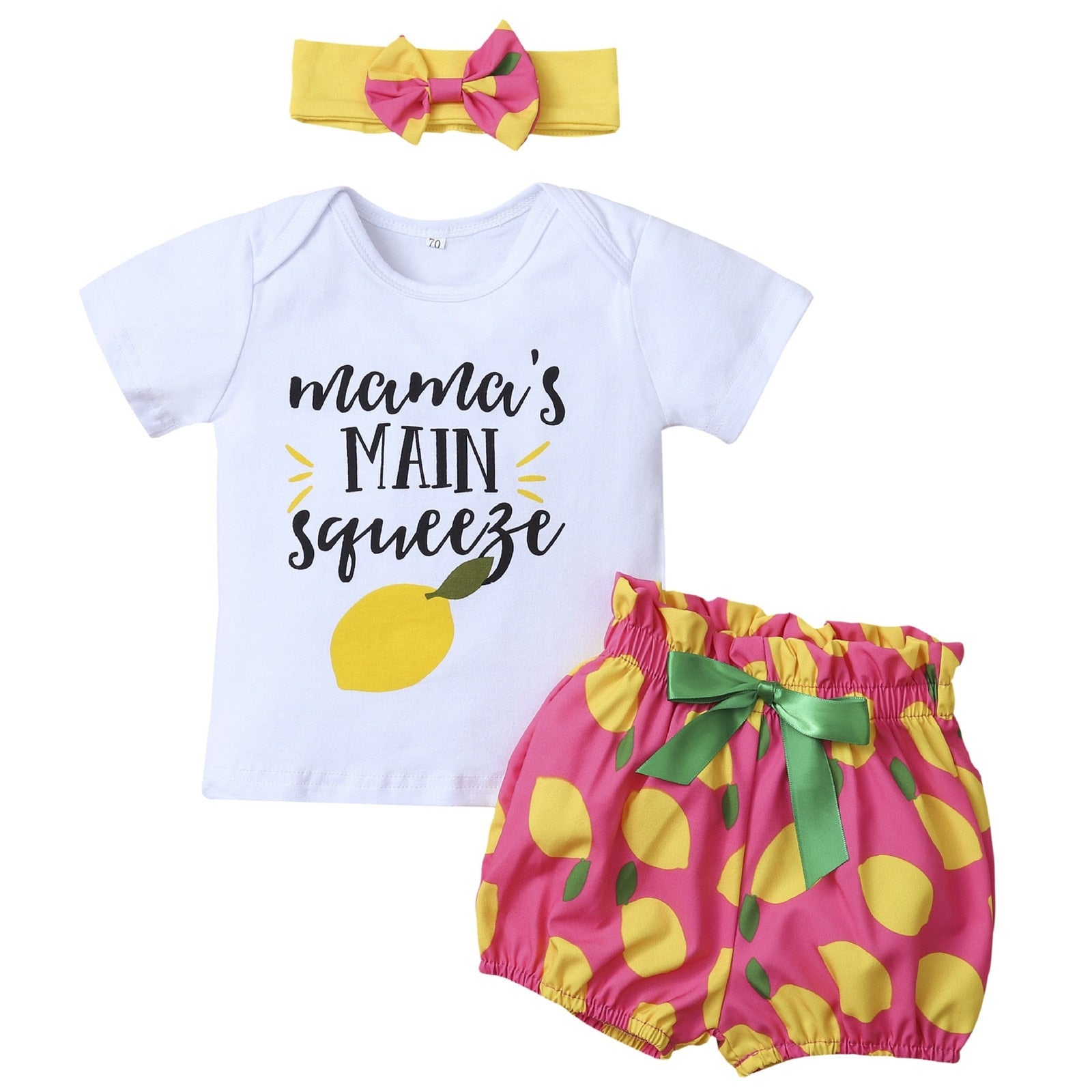 Trendy 3PCS Summer Outfits for Newborn Baby Girls - Letter Pattern T-Shirt, Floral Shorts, and Headband