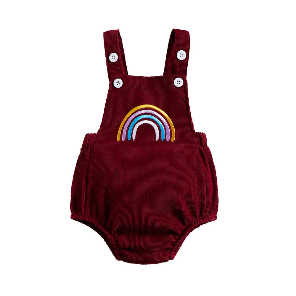 Rainbow Printed Sleeveless Overalls for Girls Newborn Baby's Rompers