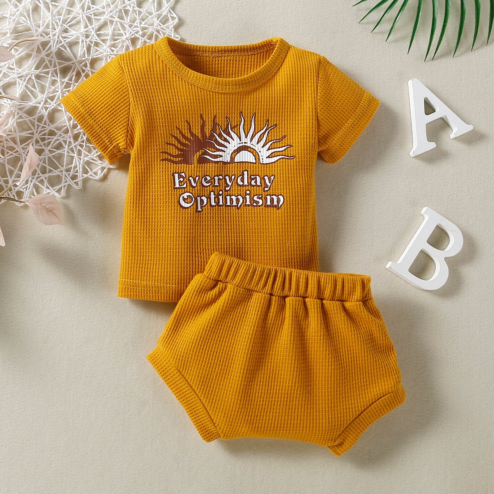 Summer Toddler Baby Pants Suit Short Sleeve Letter Print Top and Shorts Set