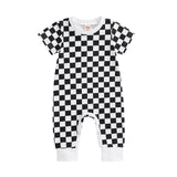 Infant Baby Checkerboard Plaid Printed Romper Jumpsuits - Babbez