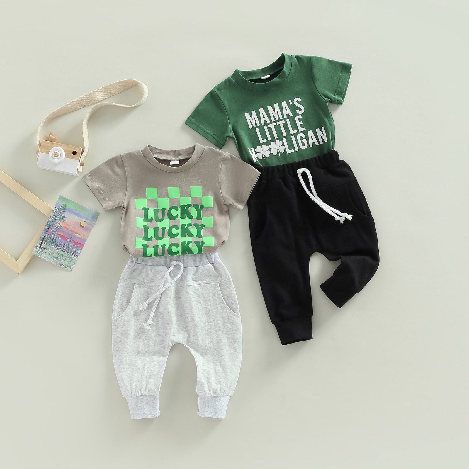 Stylish and Comfortable Summer Baby Boy Clothes Set with Crew Neck T-Shirt and Sweatpants