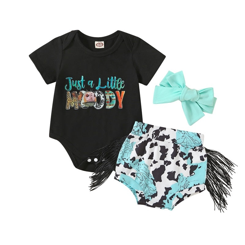 Cute Black and White Summer Outfit for Baby Girls