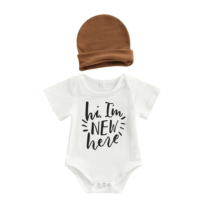 Adorable Newborn Infant Baby Romper with Matching Hat