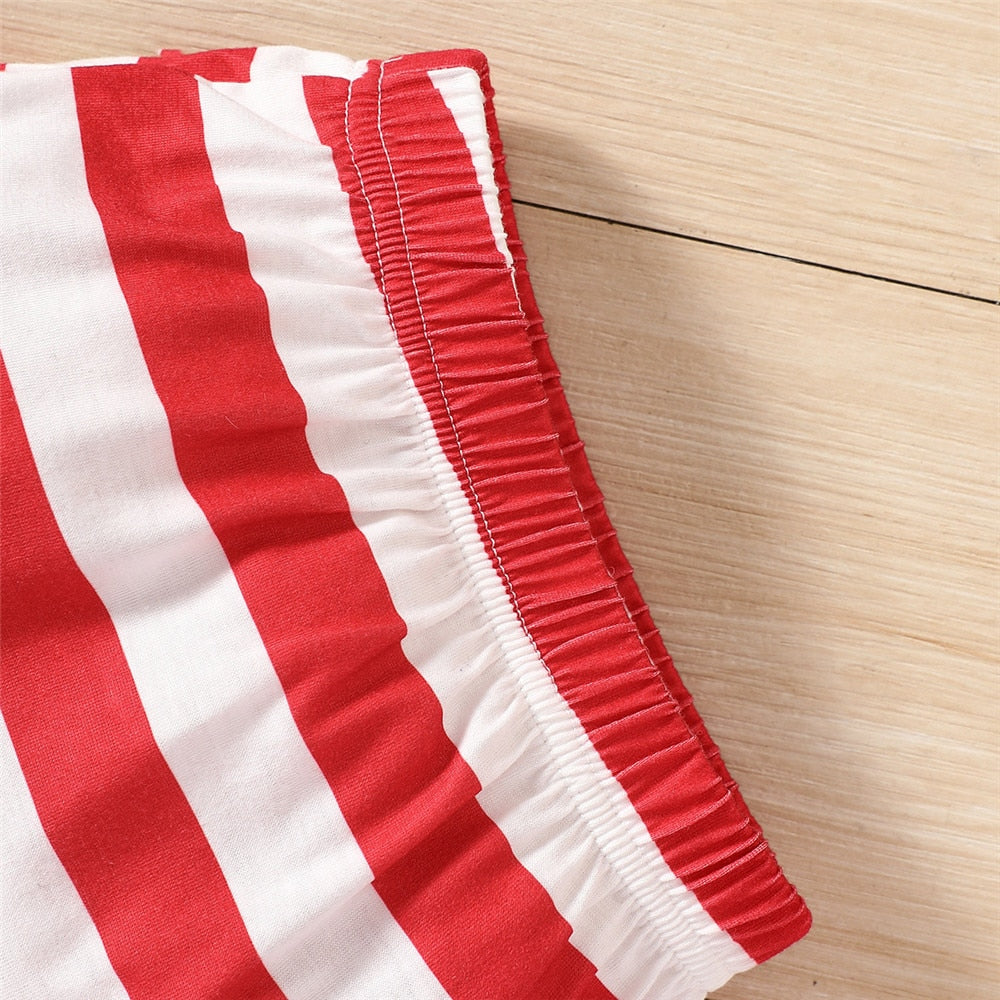 July 4th Baby Girls Outfits: Striped Top and Stars Shorts Set