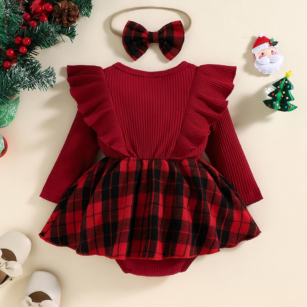 Adorable 3-18M Baby Girls' Dress Set with Bodysuit, Romper, and Skirt for a Fashionable Look