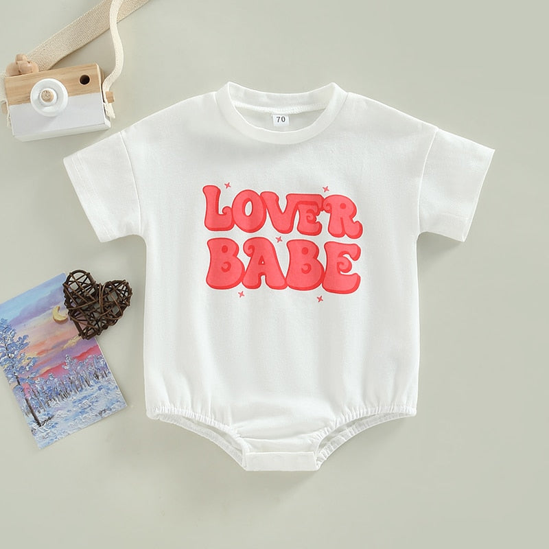 Summer Casual Baby Girls Romper with Fun Letter Print