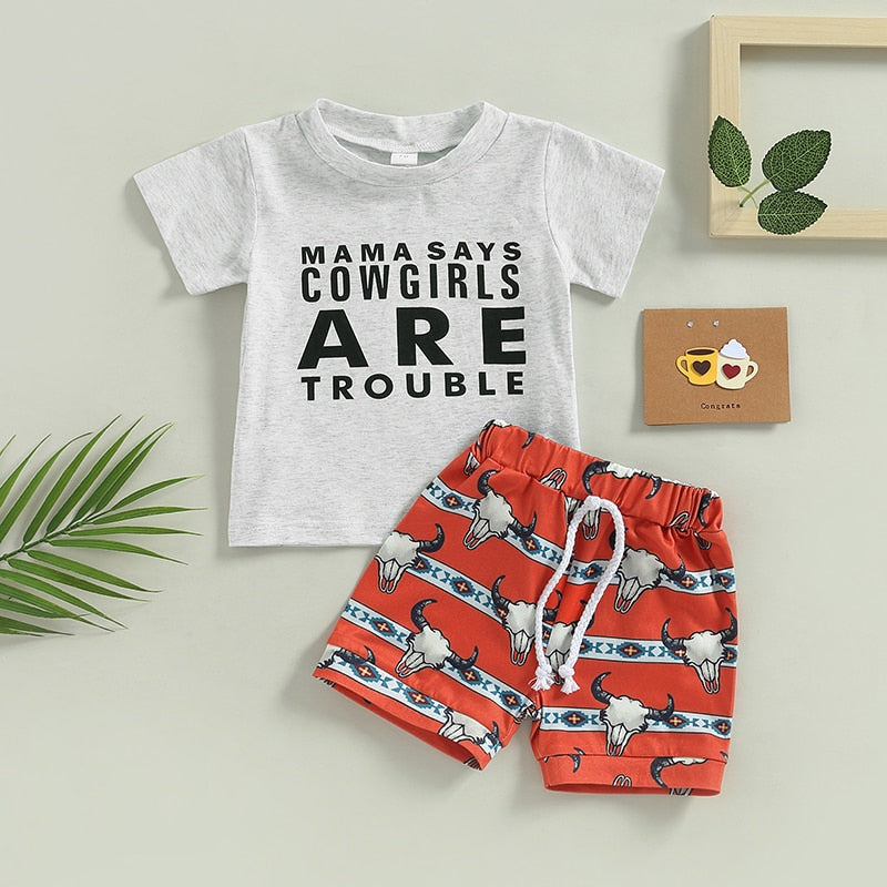 Fashionable Summer Clothing Set for Toddler Boys - Short Sleeve T-shirt and Elastic Waist Shorts