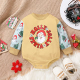 Santa Printed Newborn Bodysuit Overalls - Christmas Rompers for Boys a