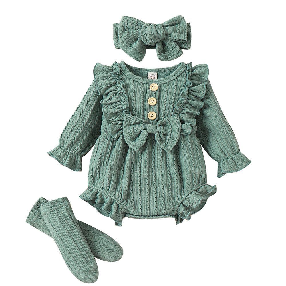 Cute and Comfortable 3-Piece Newborn Baby Girls Outfit