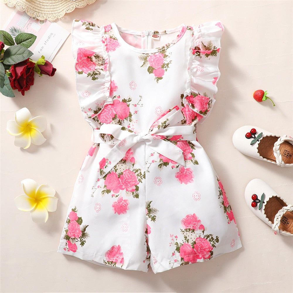 Cute Sleeveless Ruffles Jumpsuits for Kids Girls