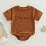 Adorable Waffle Dinosaur Print Newborn Rompers for Boys and Girls
