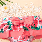 Toddler Baby Girls Swimwear Summer Strap Watermelon Melon Print Two-Piece Swimsuit Set