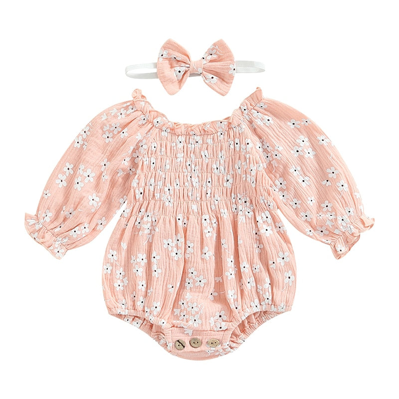 Floral Print Romper for Infant Baby Girls