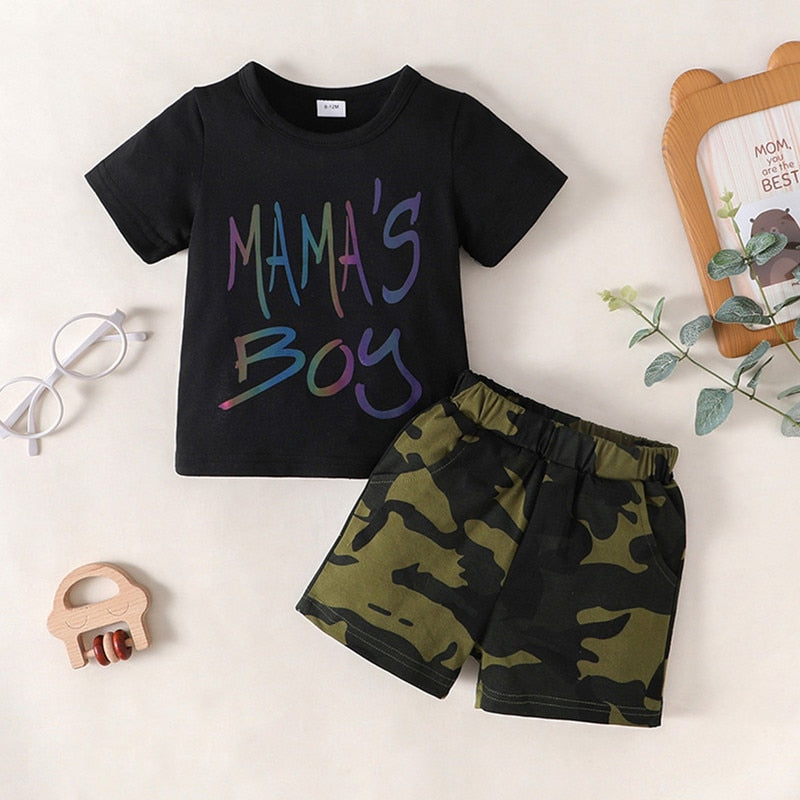 Infant Baby Boys Summer Letter Short Set