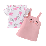 Newborn Infant Baby Girls Easter Bunny Print Clothes Sets