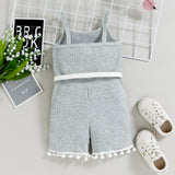 Fashionable Infant Baby Girls' Jumpsuits with Waist Bag and Tassels