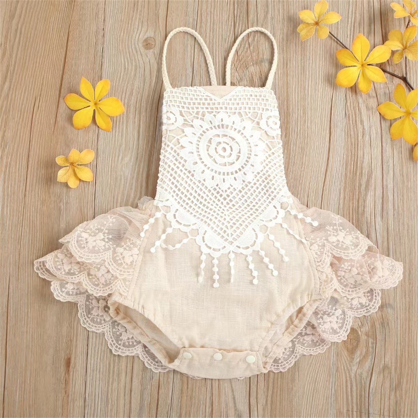 Newborn Baby Girls Backless Lace Romper Bodysuit for Summer