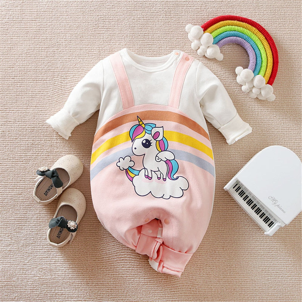 Playful and Cute Patchwork Baby Girl Rompers with Bowknot and Fun Prints