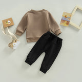 Rustic Style Baby Boy Clothes: Cow Print Sweatshirt and Drawstring Pants Set