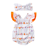 Adorable Flying Sleeve Baby Bodysuit with Watermelon Print for Girls