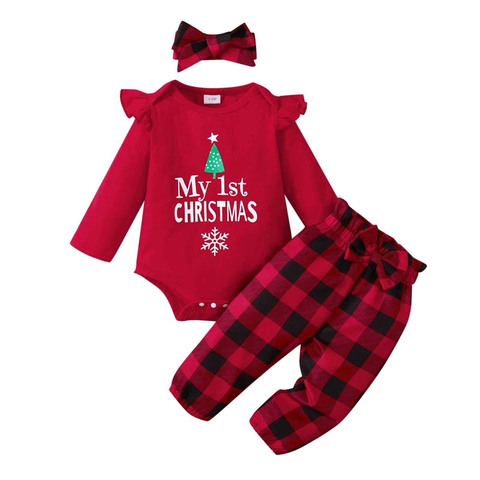 Adorable Christmas Outfits for Newborn Infant Girls - Long Sleeve Rompers, Pants, and Headbands Sets