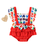 Color Love Print Newborn Girls Bodysuit - Summer Infant Outfits