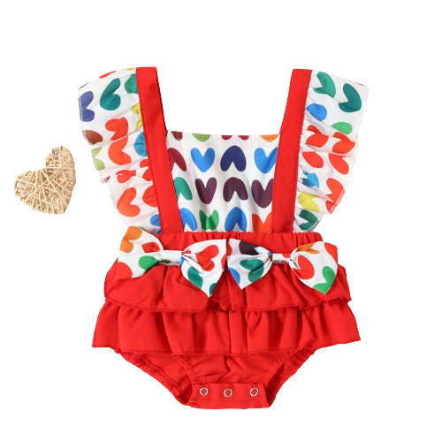 Color Love Print Newborn Girls Bodysuit - Summer Infant Outfits