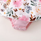 Adorable Newborn Baby Girls Bodysuit Outfits for Princesses - Long Sleeve Rompers with Floral Patchwork and Bow-Knot Headbands Sets
