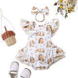 Adorable Easter Baby Romper with Rabbit Print for Girls